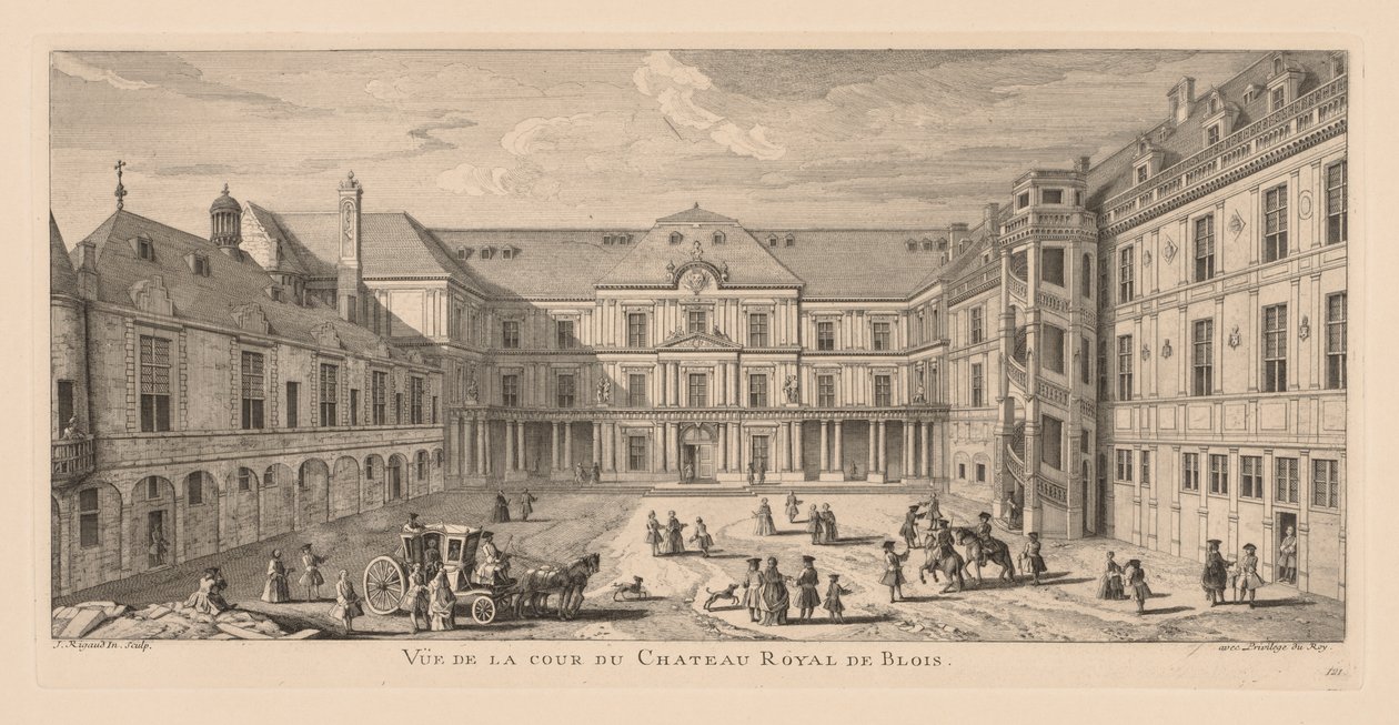 Vista del cortile del Castello di Blois da Jacques Rigaud