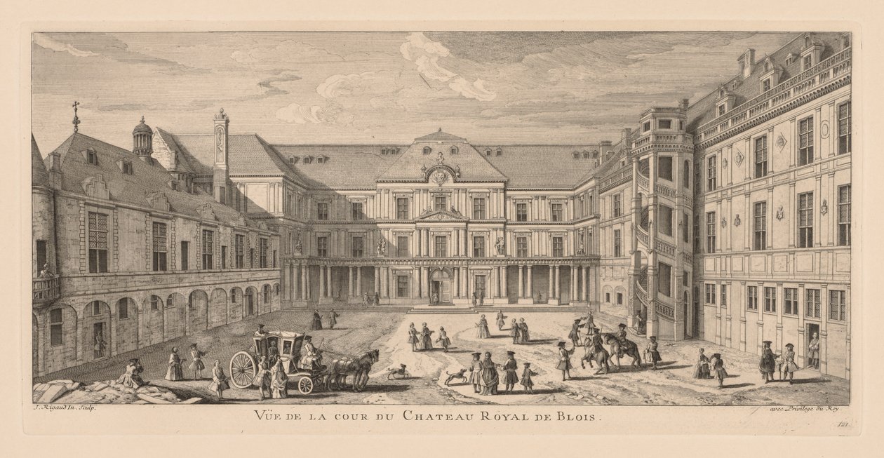 Vista del cortile del Castello di Blois da Jacques Rigaud