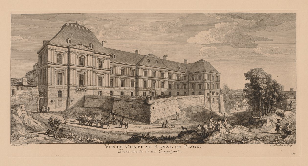 Vista del castello reale di Blois, presa dal lato della campagna da Jacques Rigaud