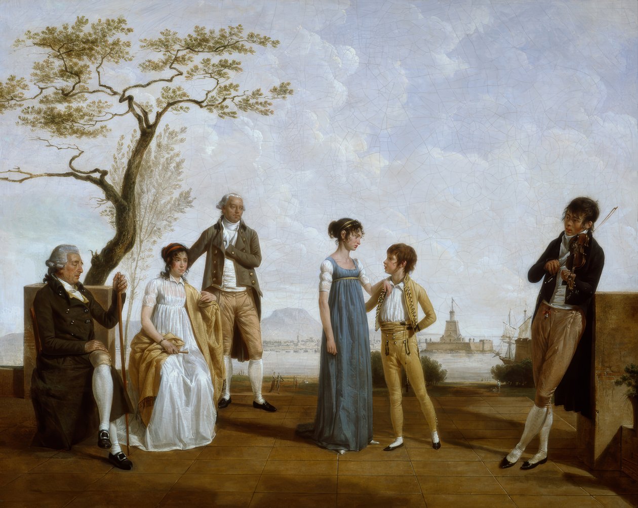 Foto di famiglia davanti al porto da Jacques Sablet