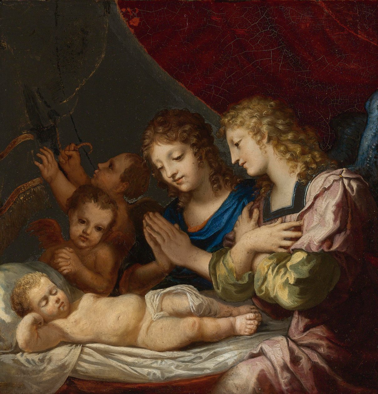 Angeli che adorano il Cristo addormentato da Jacques Stella