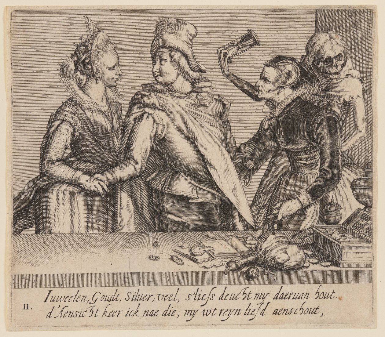 Un giovane uomo tra una giovane donna e una vecchia, da Amanti disuguali da Jacques de Gheyn II