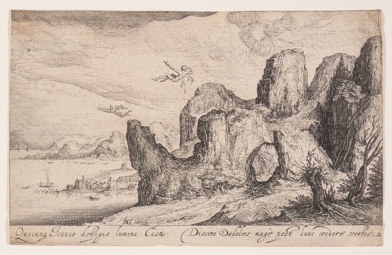 Paesaggio con la caduta di Icaro, da Paesaggi da Jacques de Gheyn II