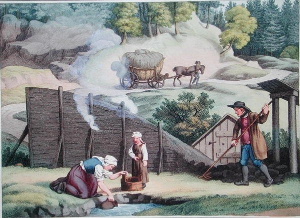 Produzione di carbone in Austria, illustrazione da 