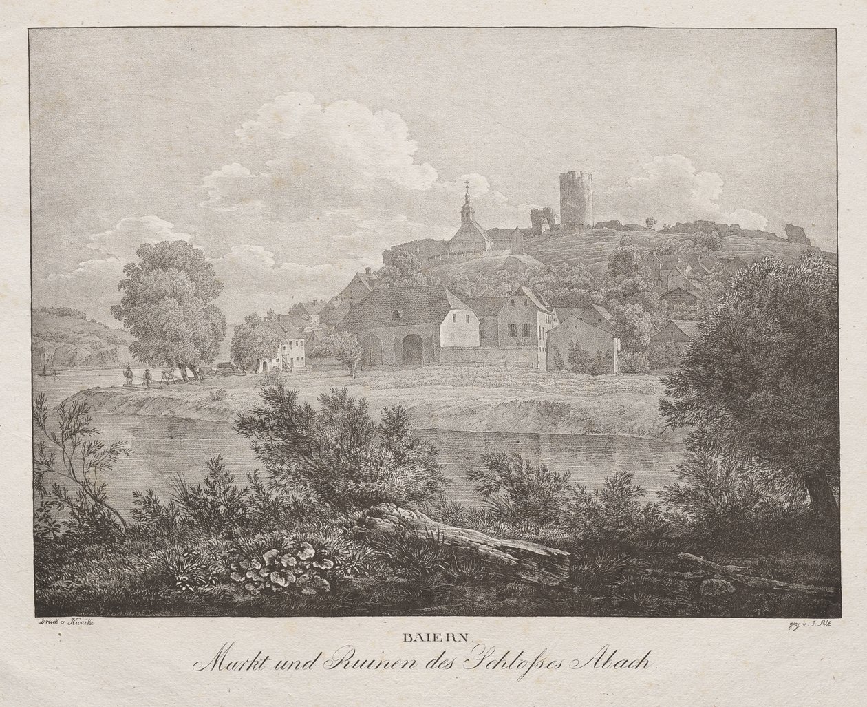 Baviera, Mercato e Rovine del Castello di Abach da Jakob Alt