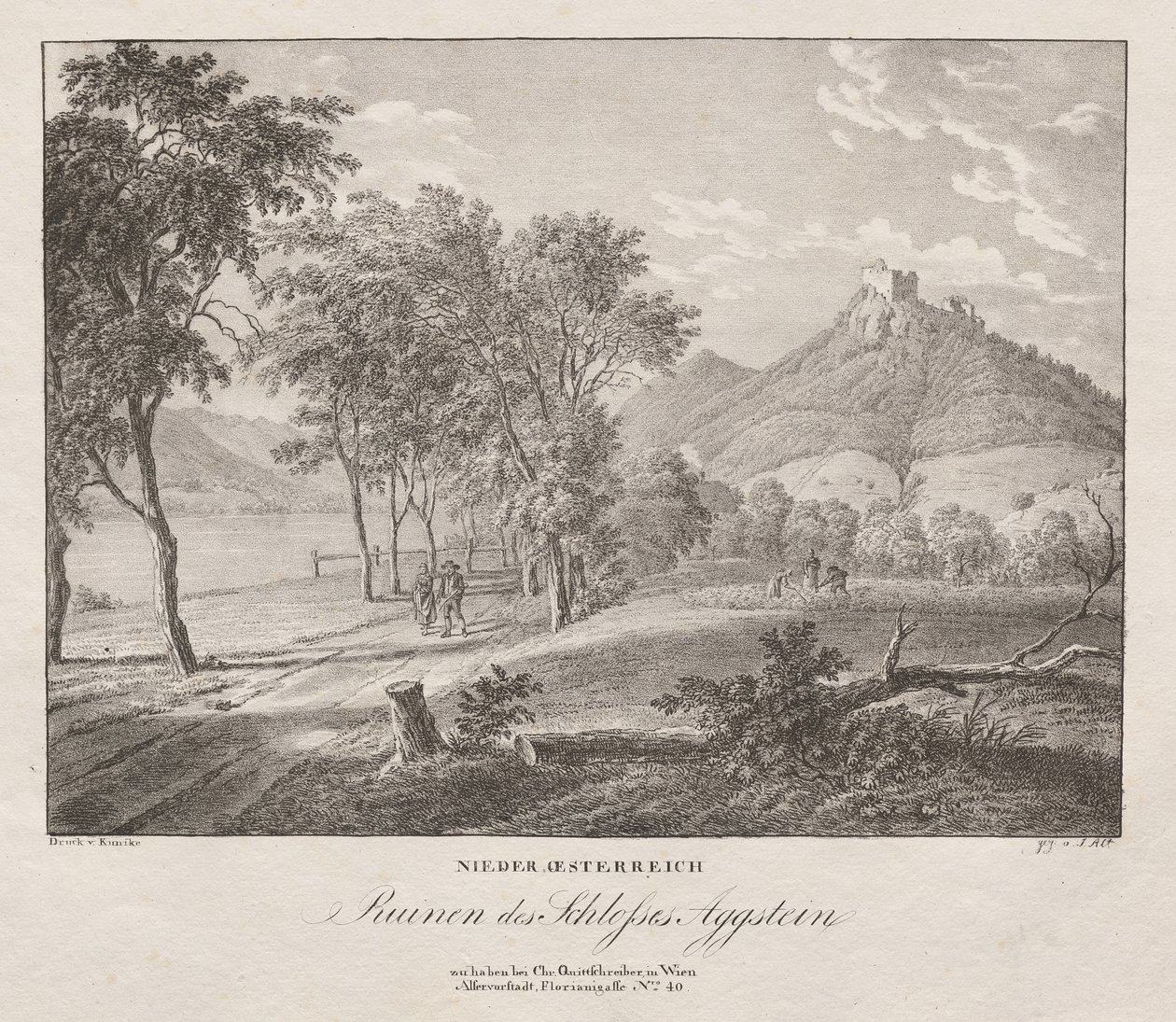Bassa Austria, rovine del castello Aggenstein da Jakob Alt