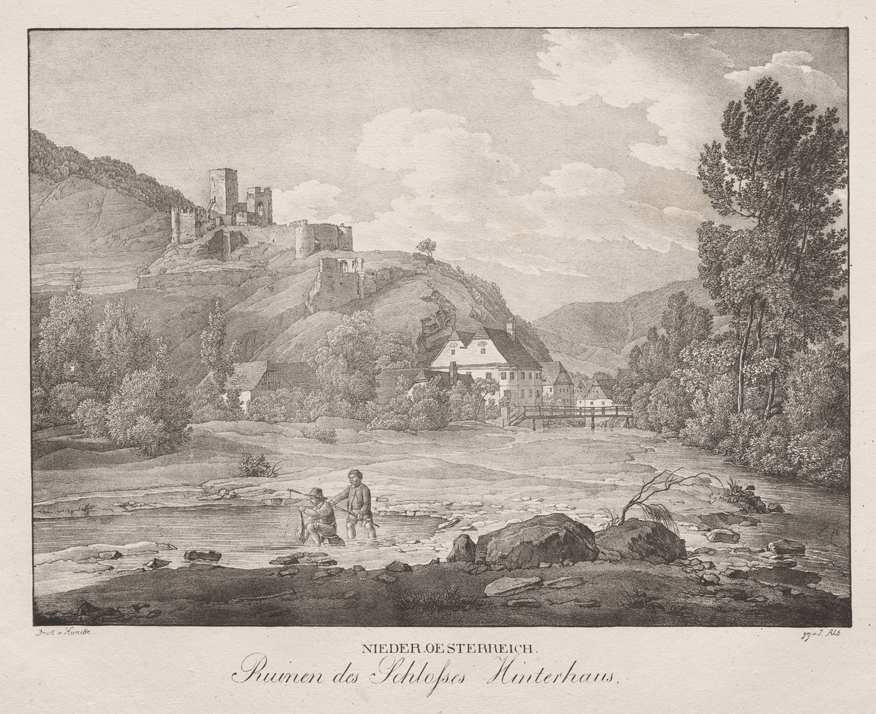 Bassa Austria, rovine del castello Hinterhaus da Jakob Alt