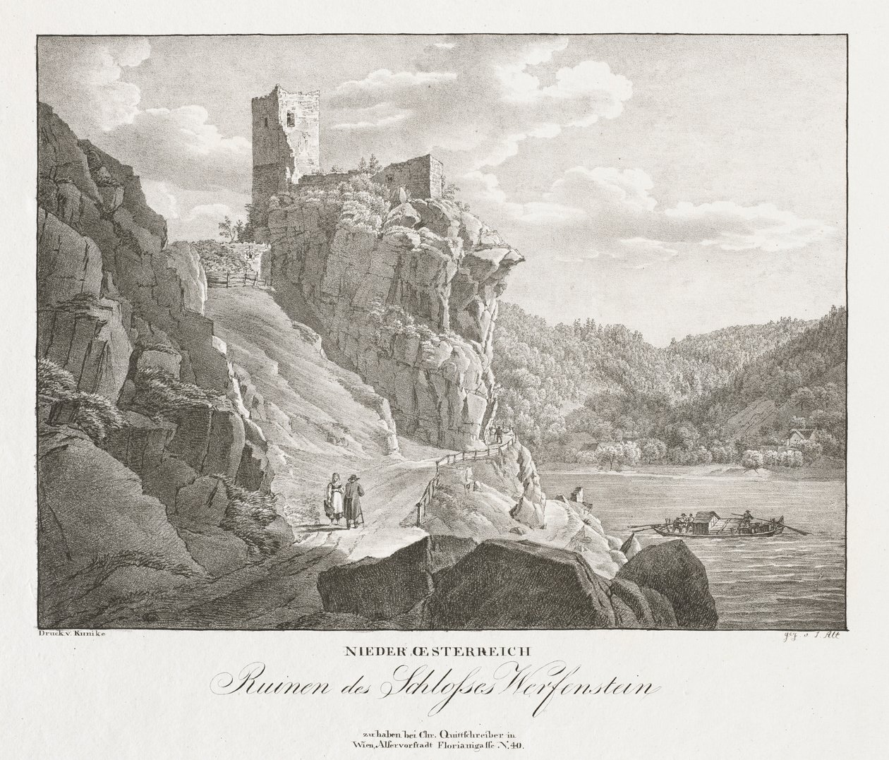 Nieder-Österreich, rovine del castello di Werfenstein da Jakob Alt