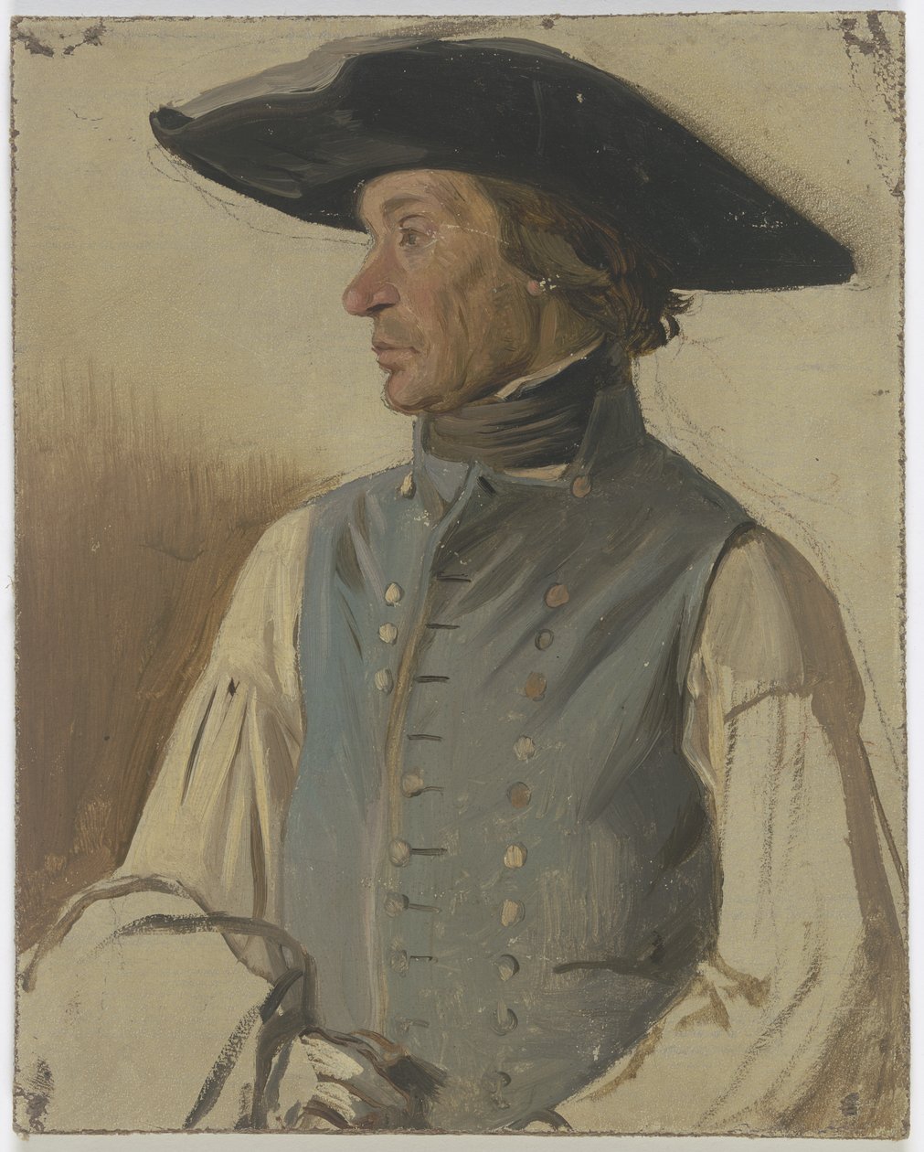 Contadino con un grande cappello e un gilet blu da Jakob Becker