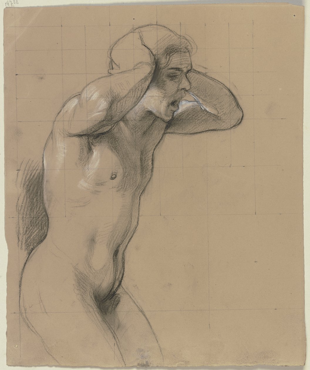 Donna terrorizzata dal pastore colpito dal fulmine come nudo maschile da Jakob Becker