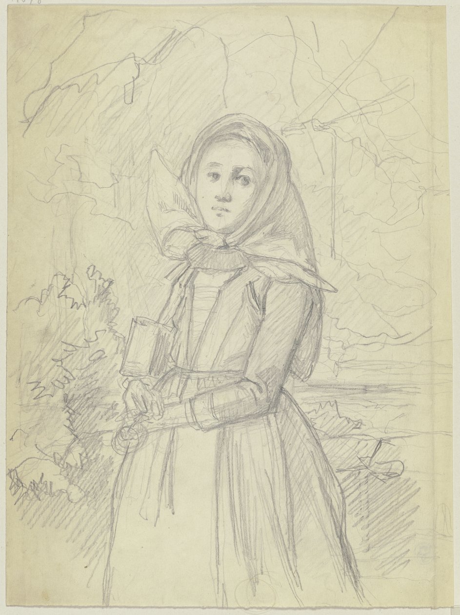 Una contadina nella foresta da Jakob Becker