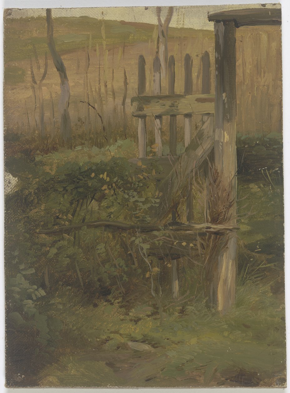 Cancello del giardino che conduce al campo da Jakob Becker