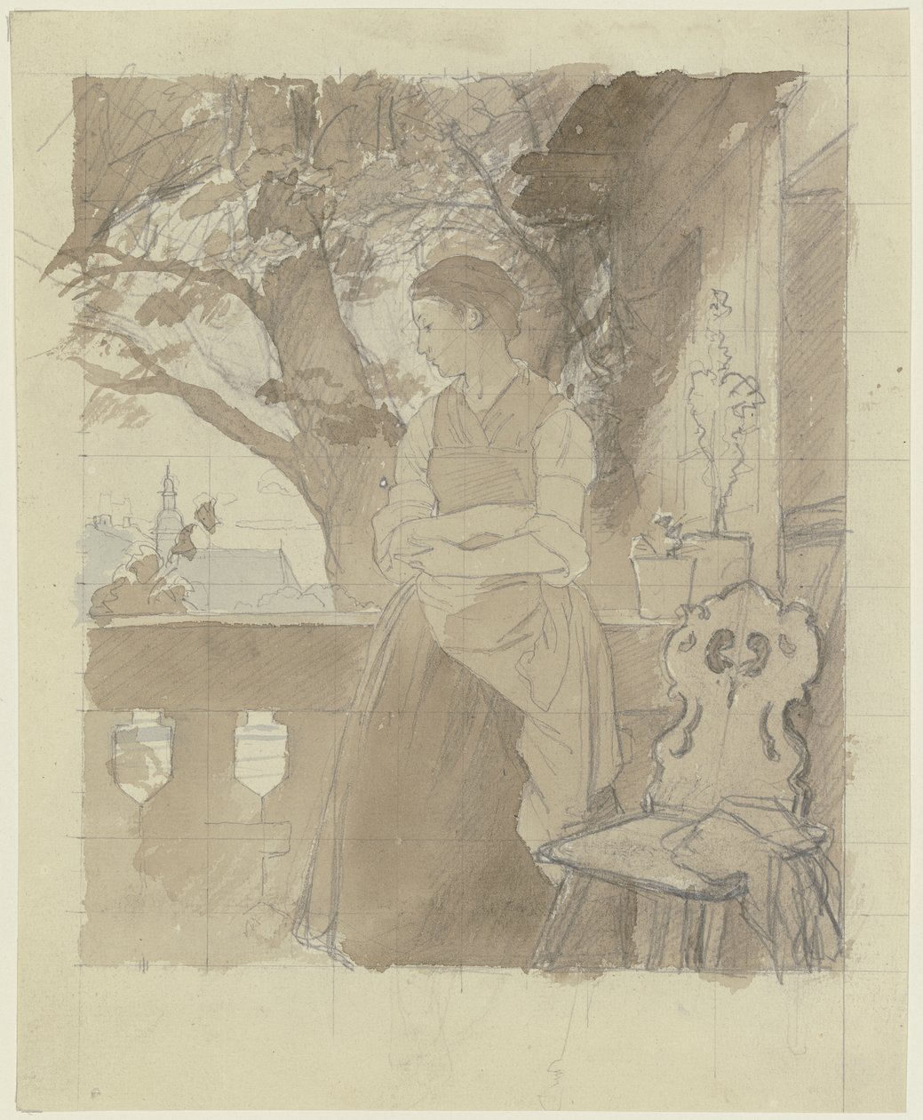 Ragazza sulla veranda da Jakob Becker