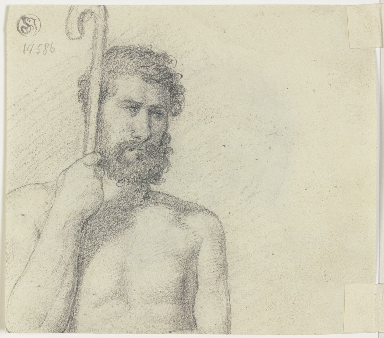 Nudo maschile a mezzo busto con bastone da pastore da Jakob Becker