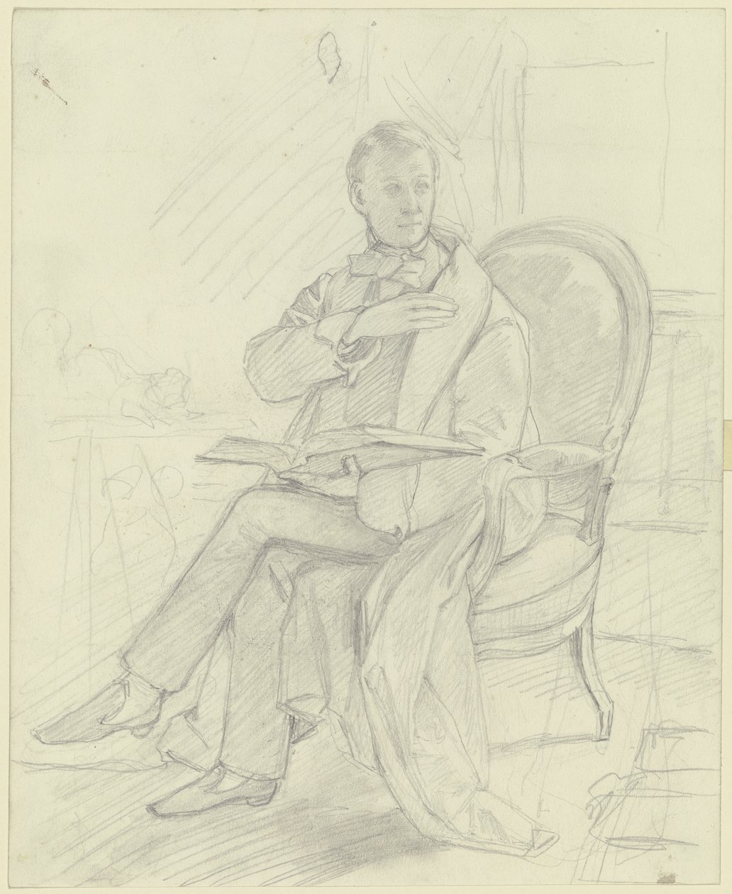 Giovane uomo seduto in poltrona con un libro da Jakob Becker