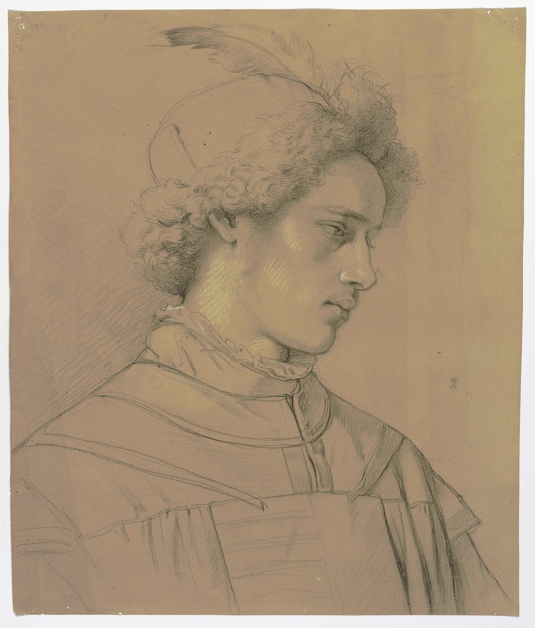 Giovane con cappello piumato di tre quarti da Jakob Becker