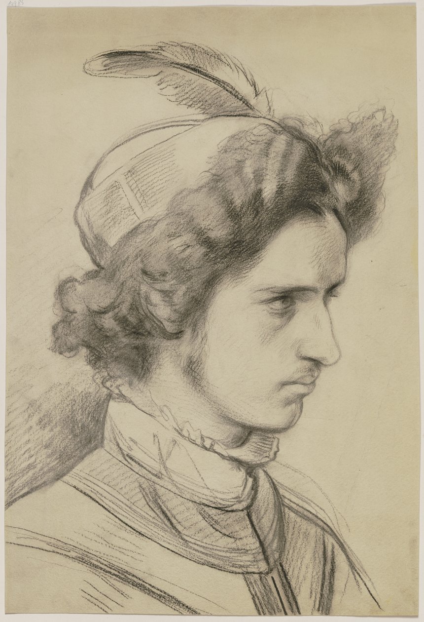 Giovane uomo con cappello piumato di tre quarti da Jakob Becker