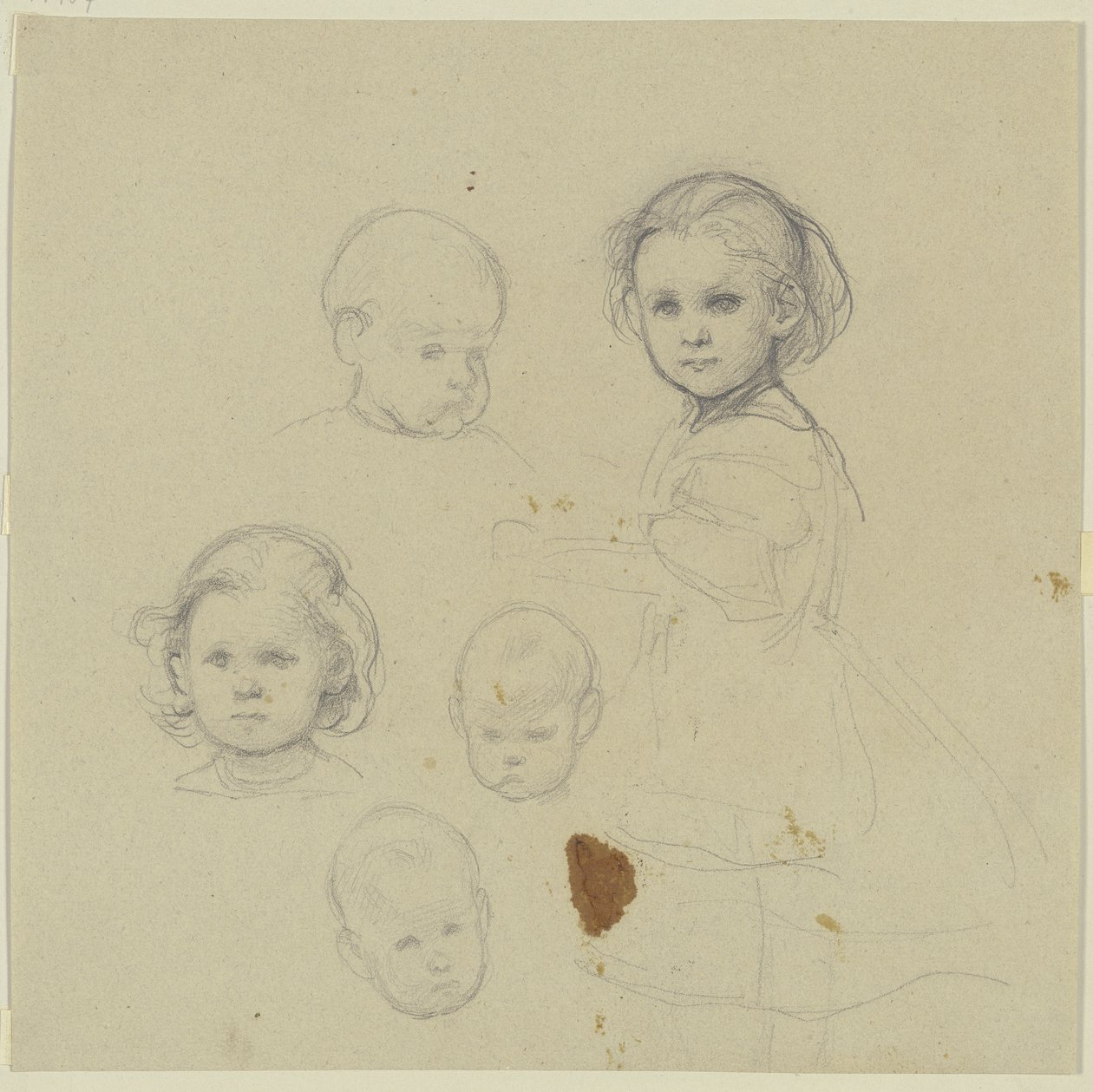 Studi sui bambini, cinque teste di bambini da Jakob Becker