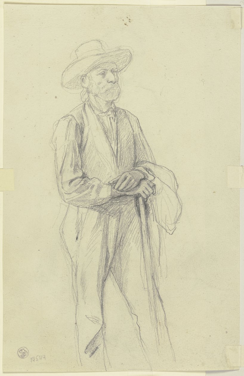 Contadino con cappello e bastone da passeggio da Jakob Becker