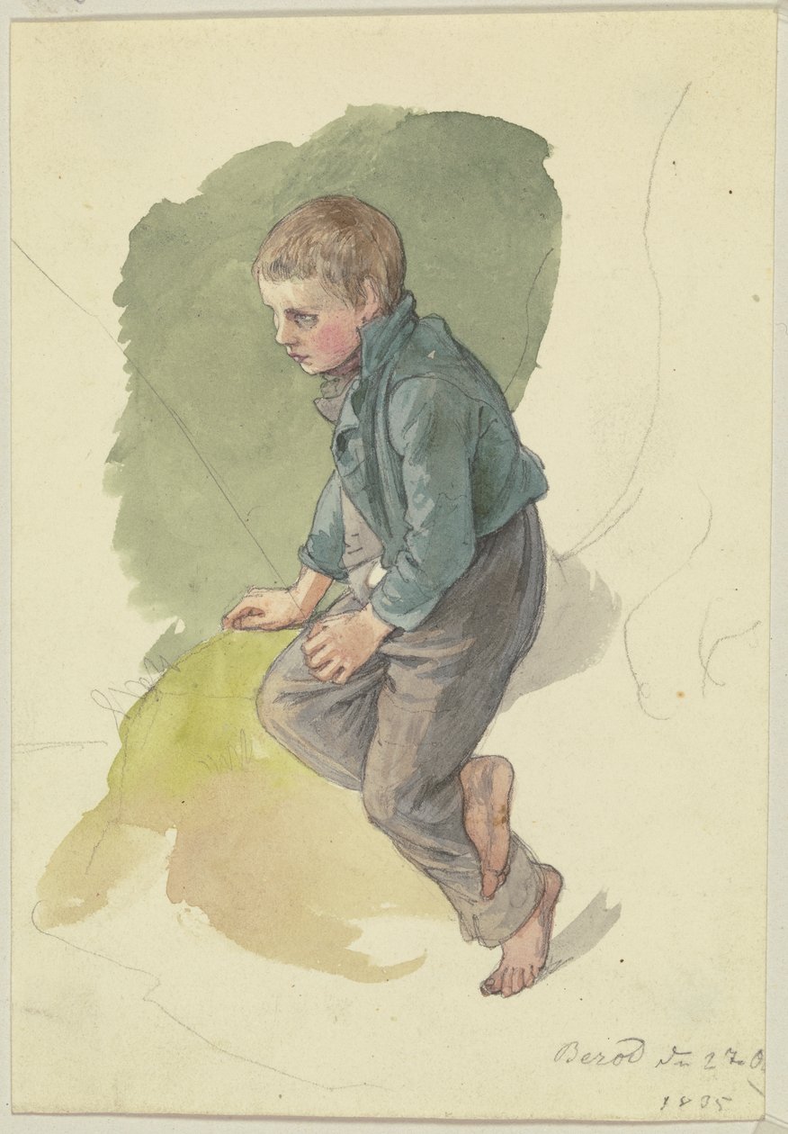 Ragazzo di campagna seduto, originario di Berod da Jakob Becker