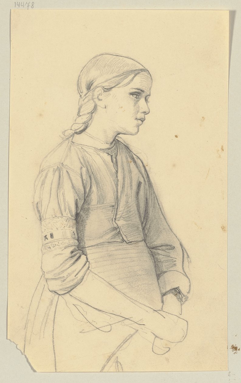 Studio di una giovane ragazza, volto di profilo verso destra da Jakob Becker