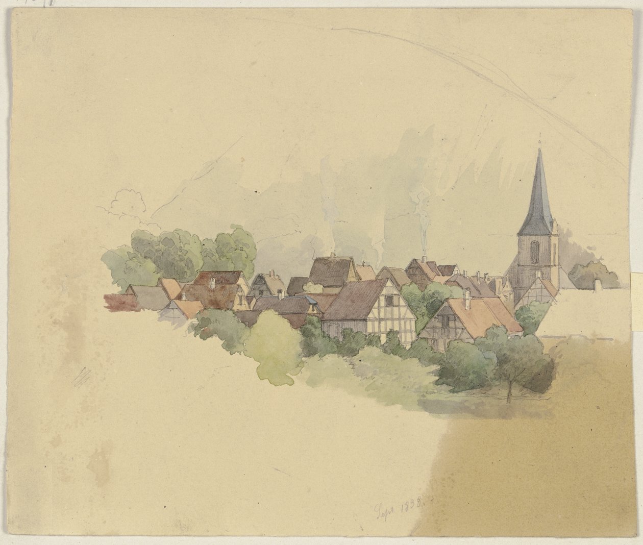 Paese con chiesa da Jakob Becker