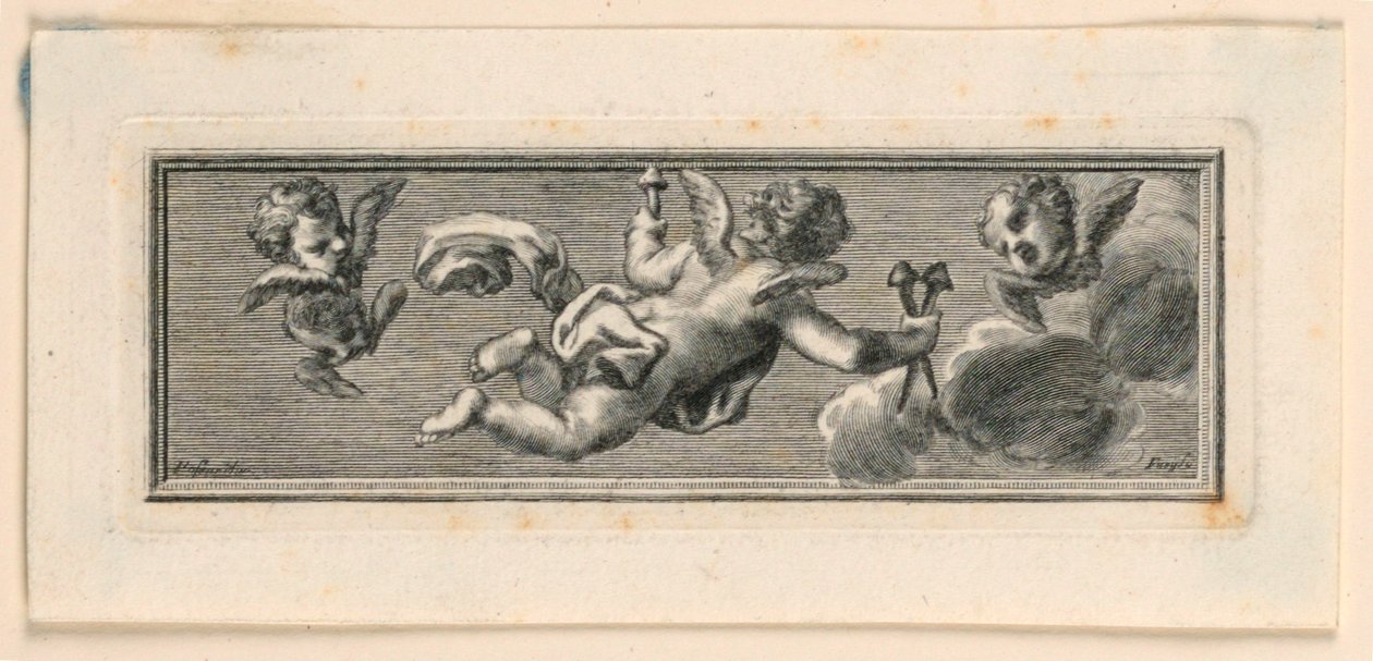 Vignetta con angeli e strumenti della Passione da Jakob Frey