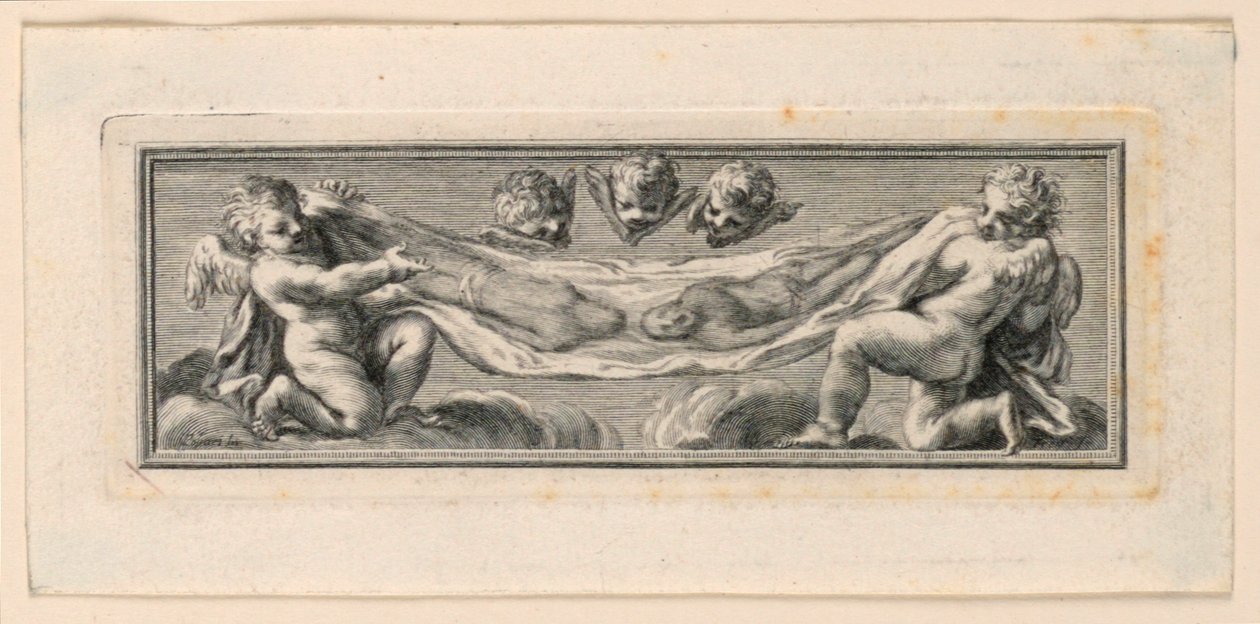 Vignetta con angeli e strumenti della Passione da Jakob Frey