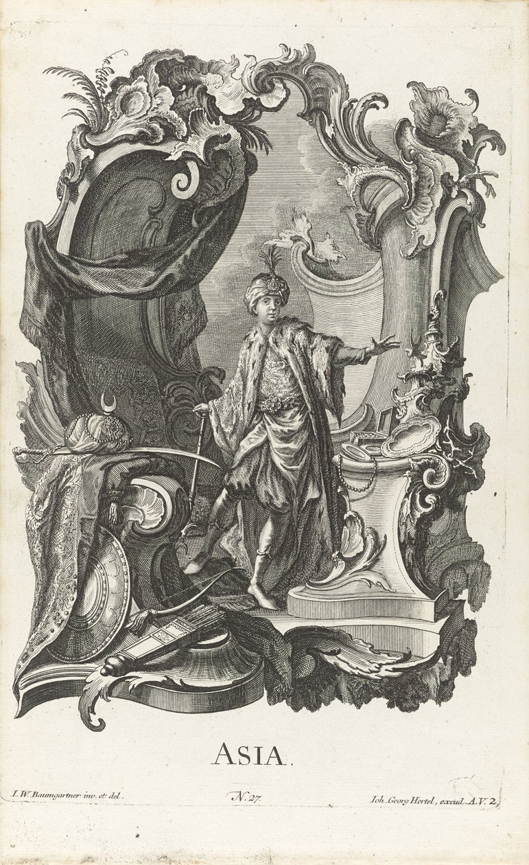 Rocaille con la personificazione del continente Asia da Jakob Gottlieb Thelott