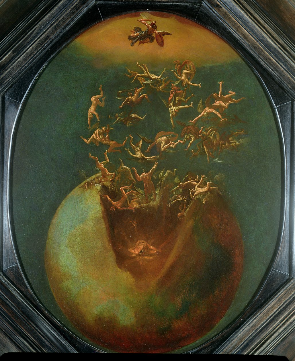 Caduta di Satana e degli angeli ribelli dal cielo da Jakob Isaaksz Swanenburgh