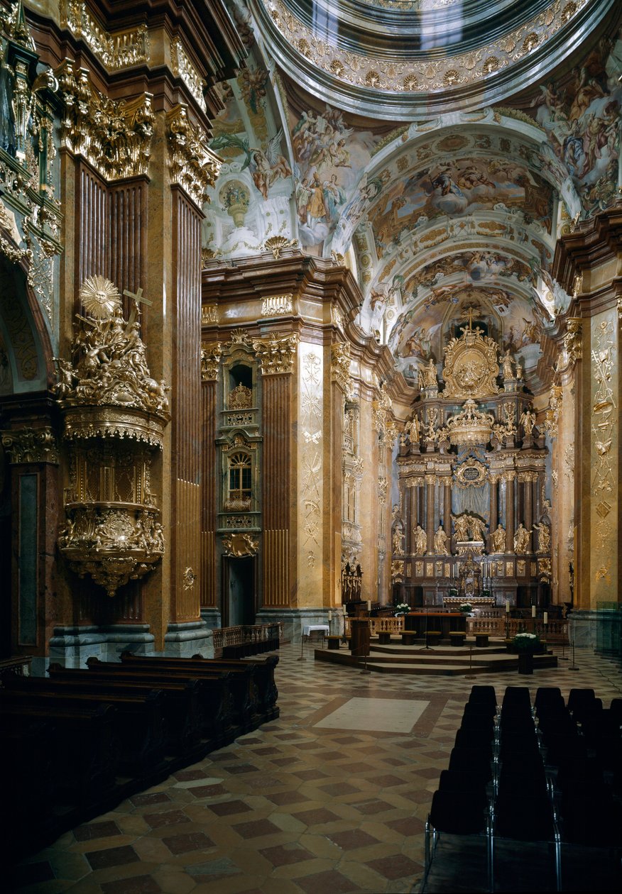Vista interna della Chiesa Benedettina di Melk progettata dall