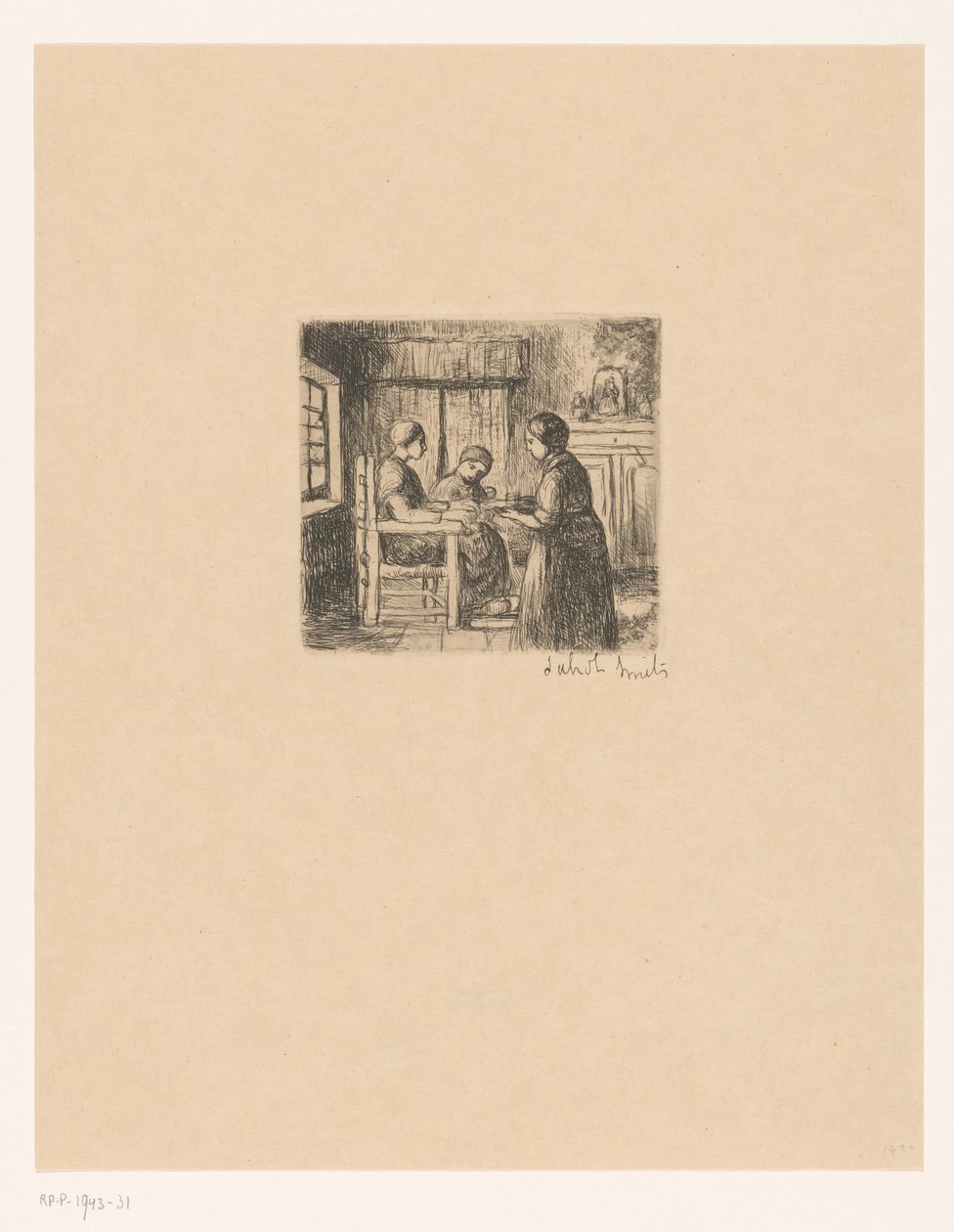 Interno con tre persone da Jakob Smits (signed by artist)