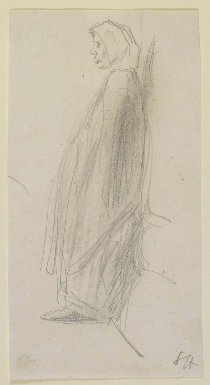 Schizzo di profilo di una vecchia in piedi, 1858 da James Abbott McNeill Whistler