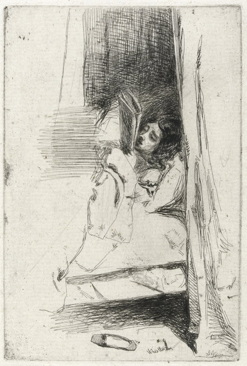 Leggere a letto (La pantofola), 1858 da James Abbott McNeill Whistler