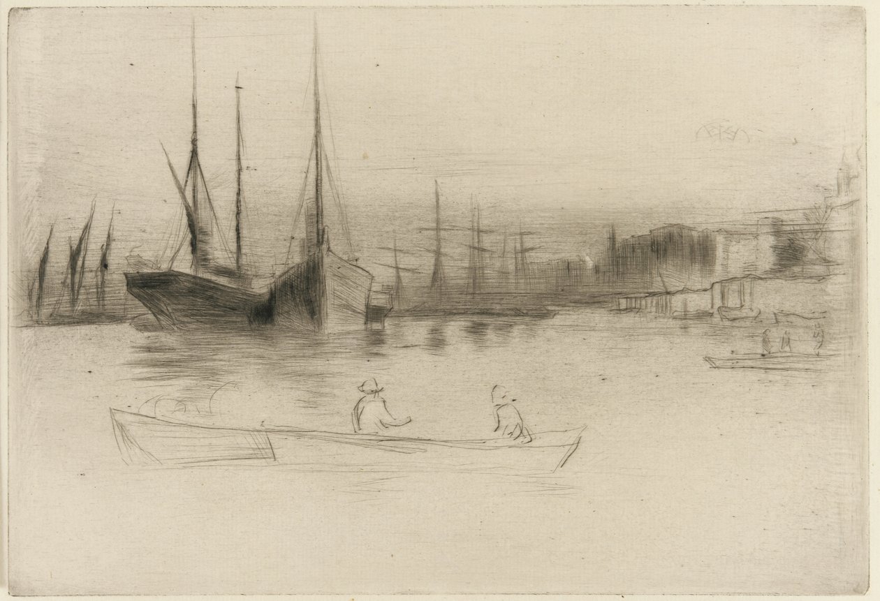 Battelli a vapore al largo della Torre, 1875 da James Abbott McNeill Whistler
