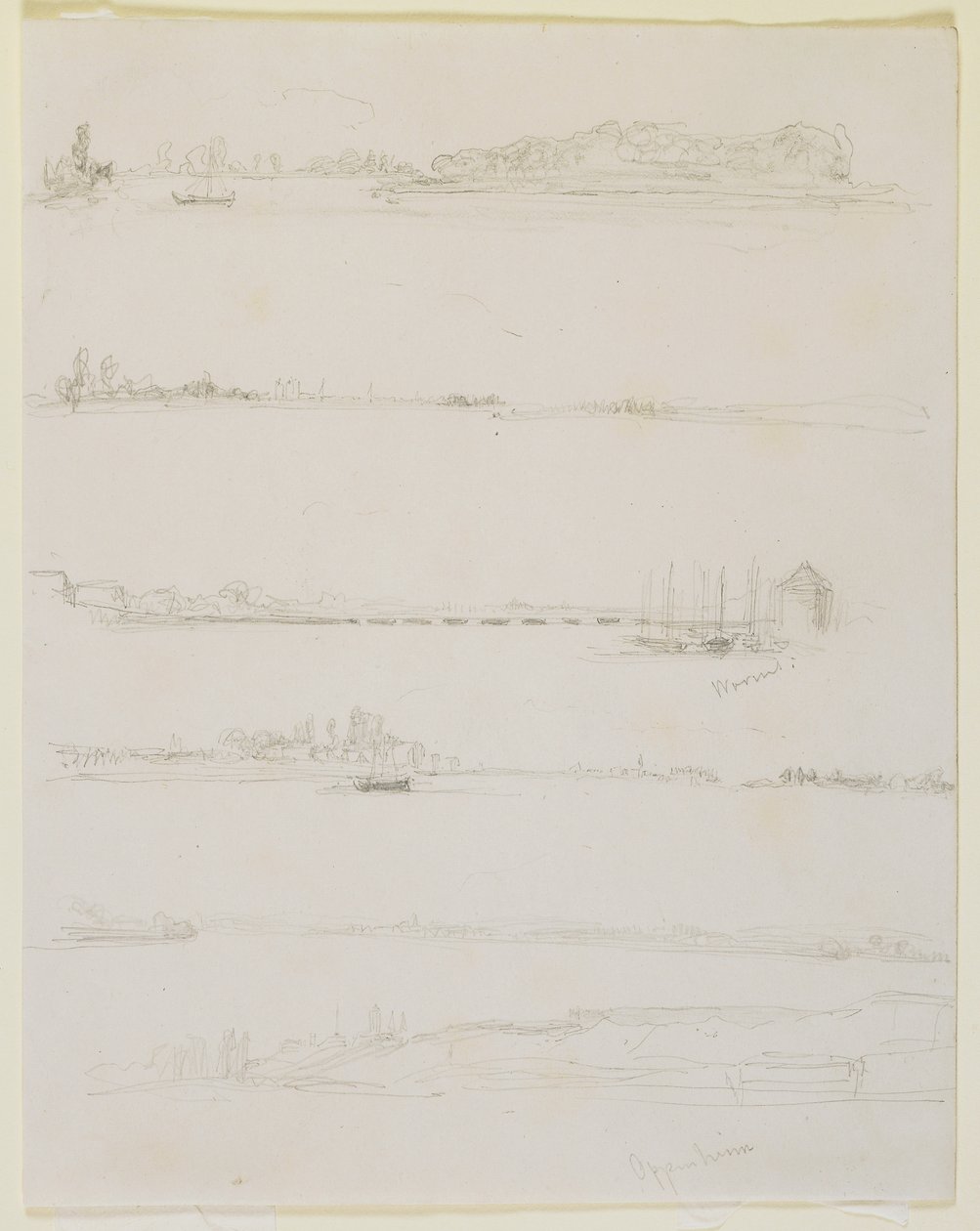 Il Reno, vicino a Worms e Oppeheim, 1858 da James Abbott McNeill Whistler
