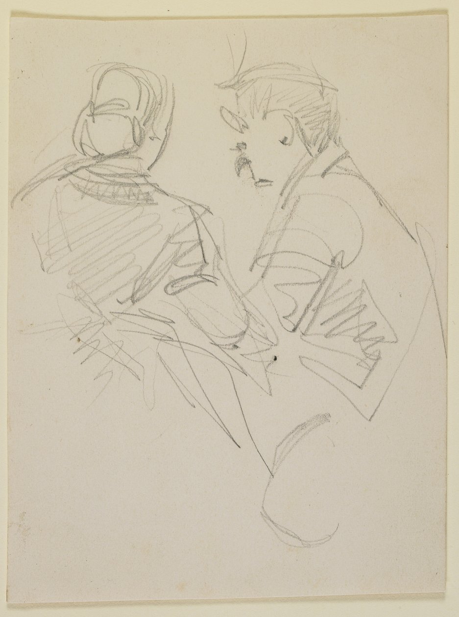 Due figure, 1858 (matita su carta beige) da James Abbott McNeill Whistler