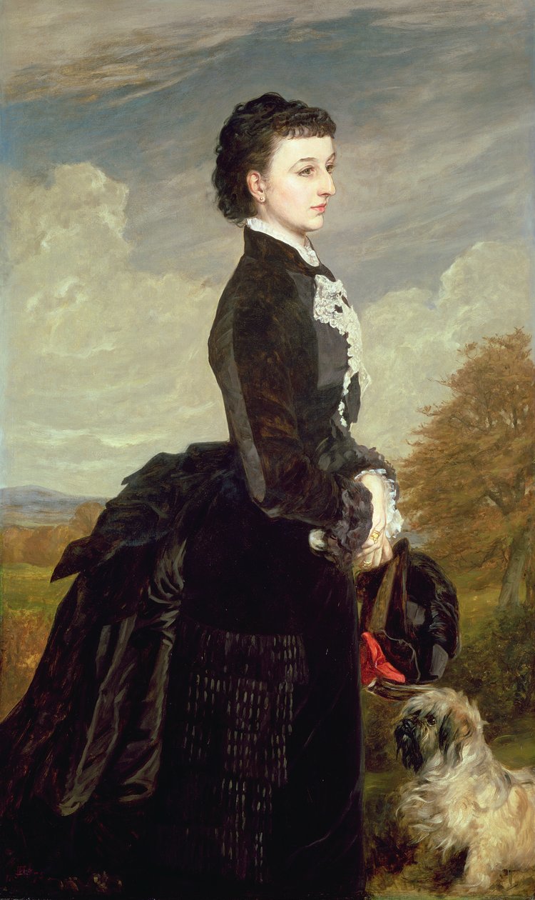 Ritratto di una signora in nero con un cane, 1875 da James Archer