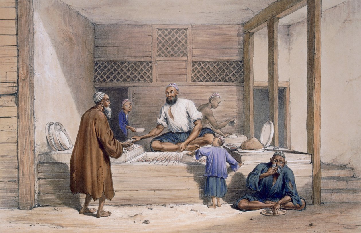 Negozio di Cabaub, Kabul, 1843 da James Atkinson