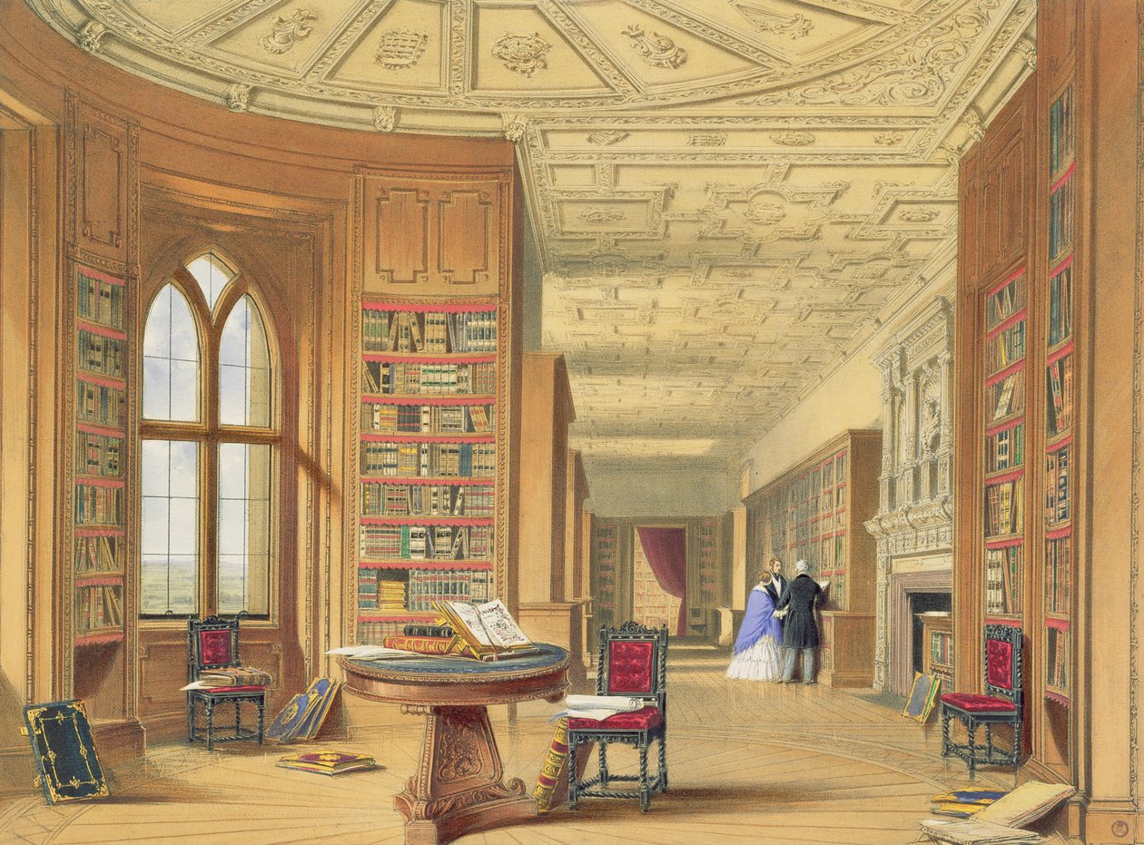 La biblioteca, Castello di Windsor, 1838 da James Baker Pyne
