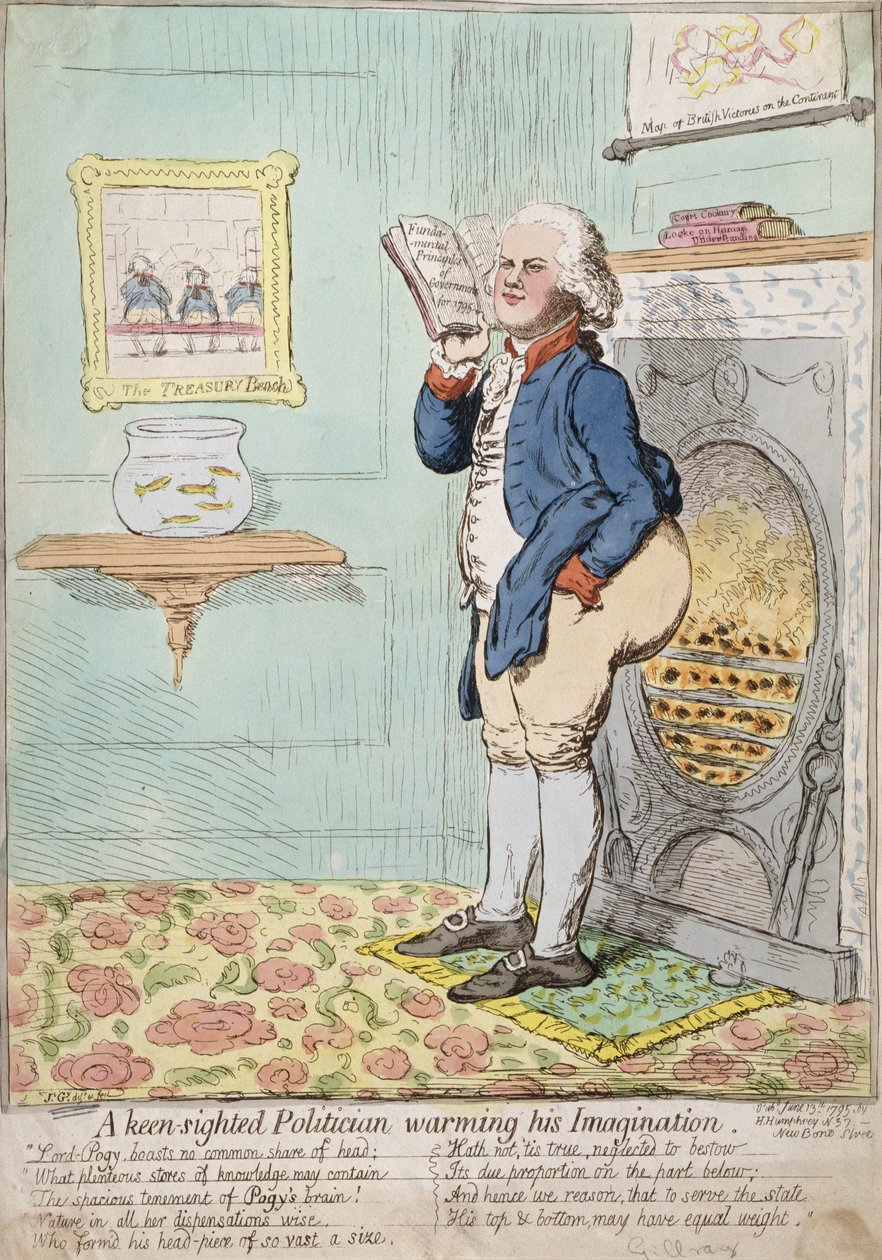 Un politico acuto che riscalda la sua immaginazione, pubblicato da Hannah Humphrey nel 1795 da James Gillray