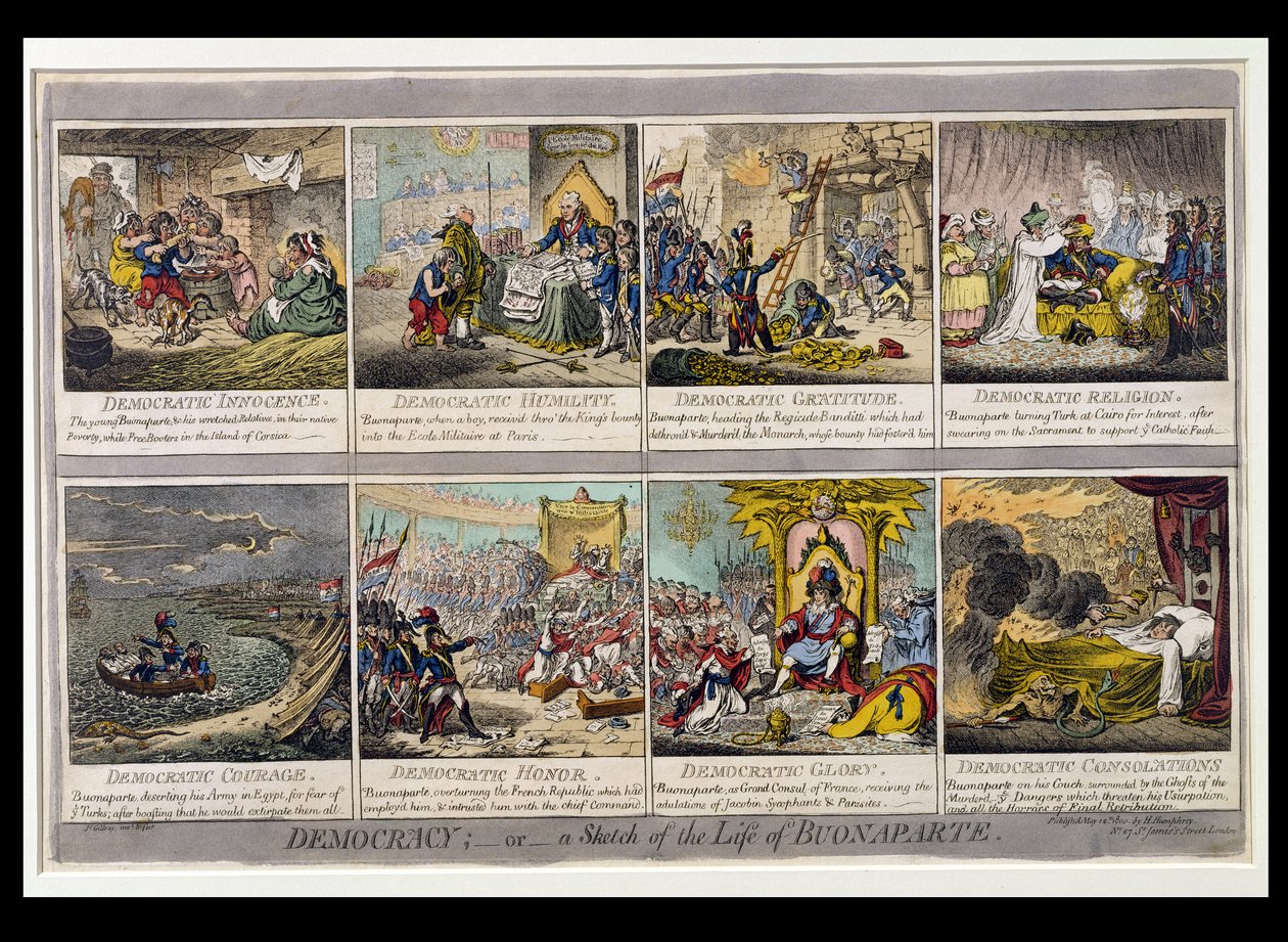 Democrazia, o uno Schizzo della Vita di Buonaparte, pubblicato da Hannah Humphrey nel 1800 da James Gillray