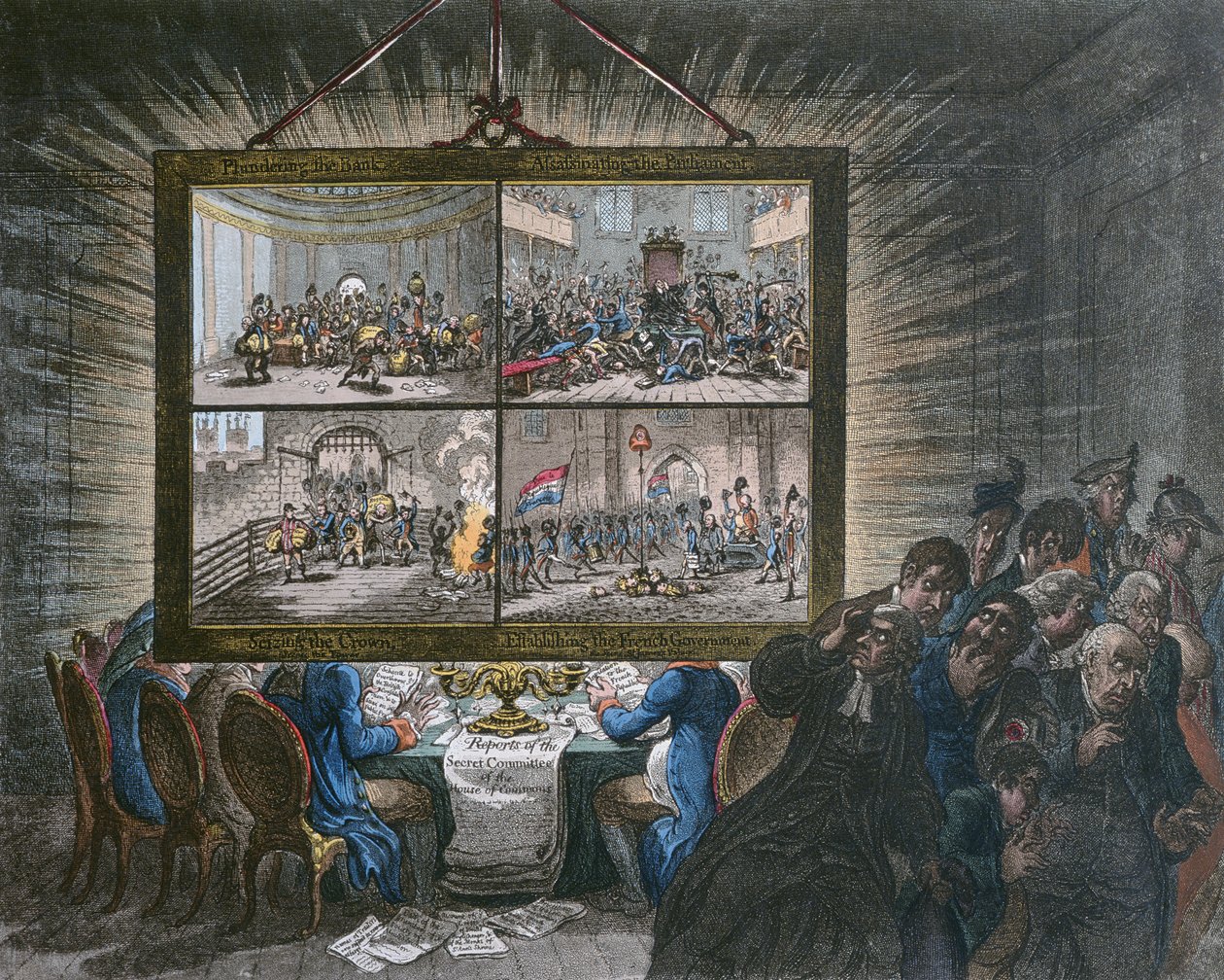 Esposizione di una trasparenza democratica, con il suo effetto sui sentimenti patriottici, pubblicata da Hannah Humphrey nel 1799 da James Gillray