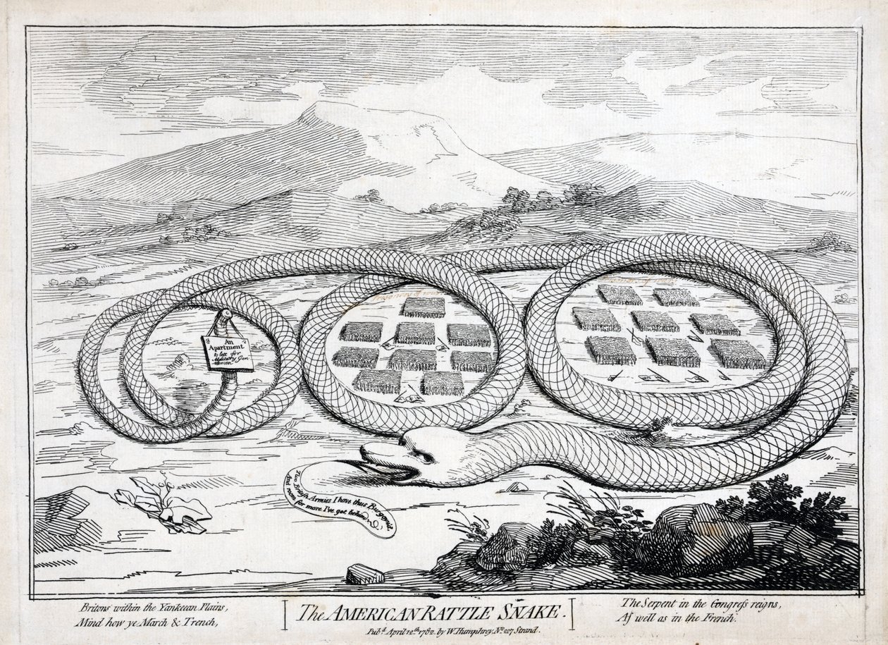Il serpente a sonagli americano, 1782 da James Gillray