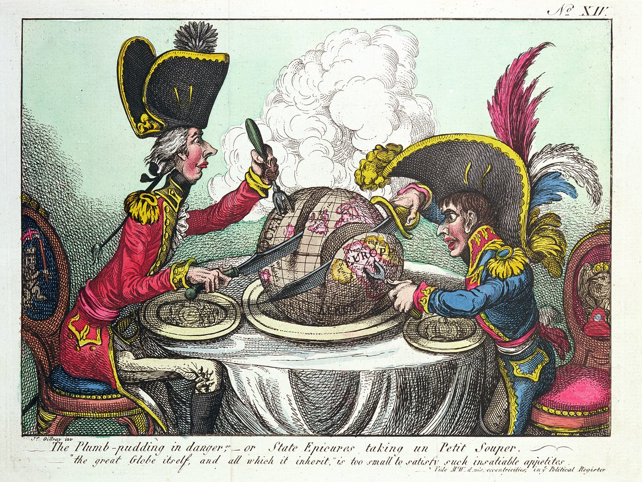 Il Budino di Prugne in Pericolo da James Gillray