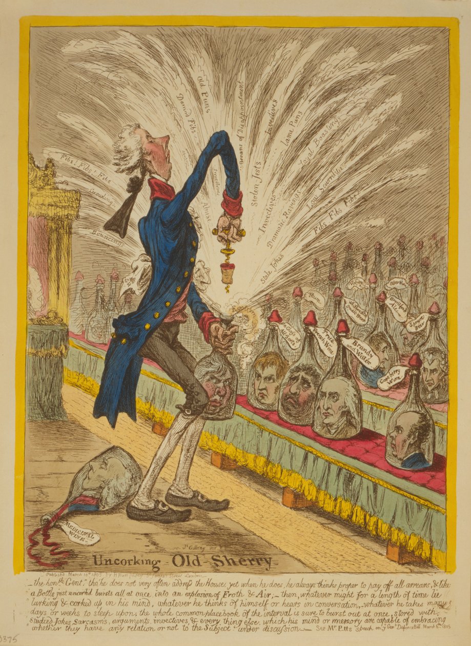 Stappando il vecchio Sherry, 1805 da James Gillray