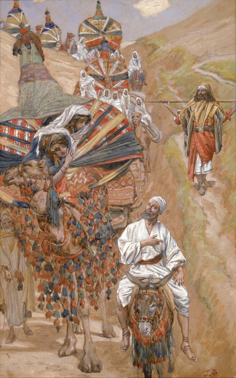 Rebecca incontra Isacco per strada da James Jacques Joseph Tissot