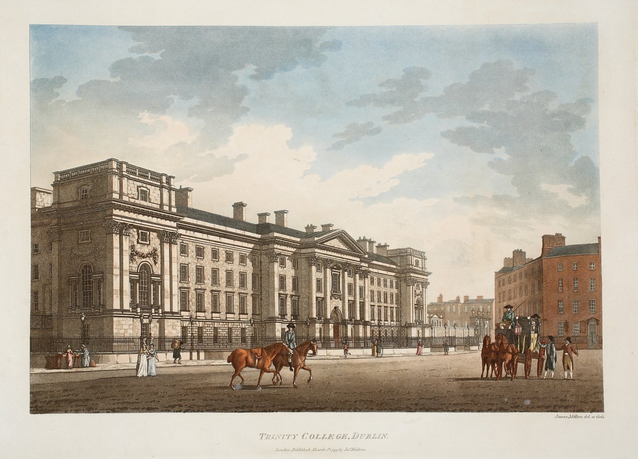 Trinity College, Dublino, 1793 da James Malton