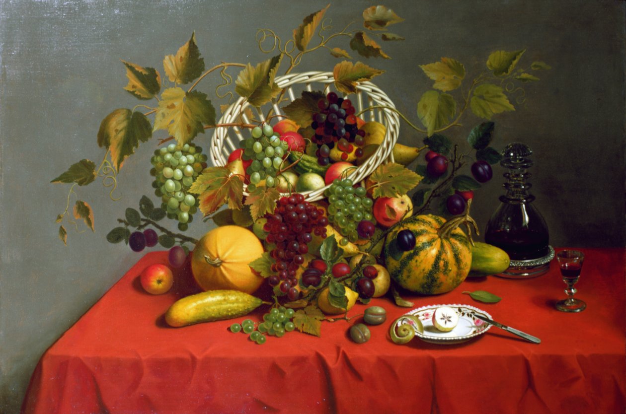 Natura morta con frutta e fiori da James Miller