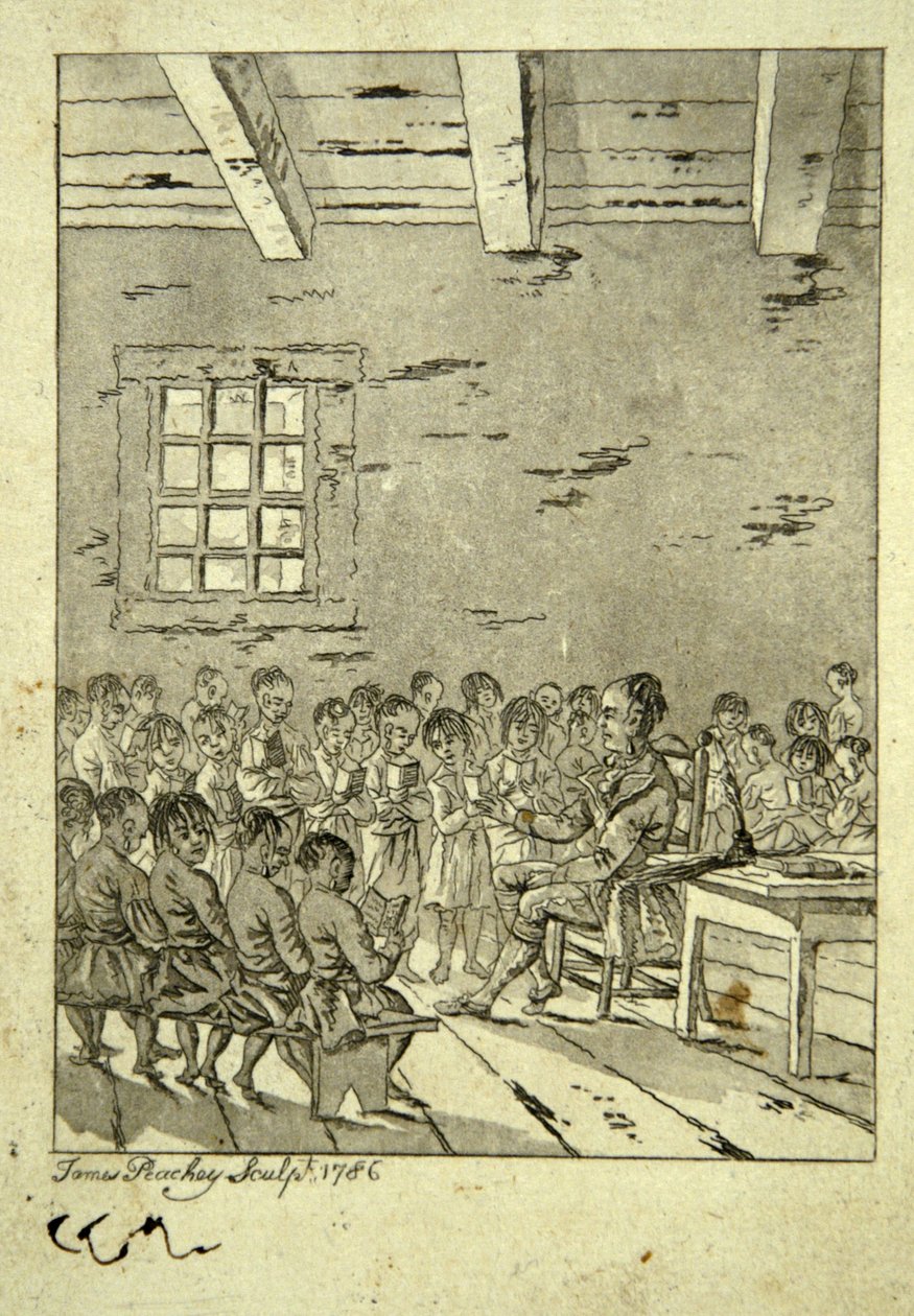 Aula di una scuola dei nativi americani, 1786 da James Peachey